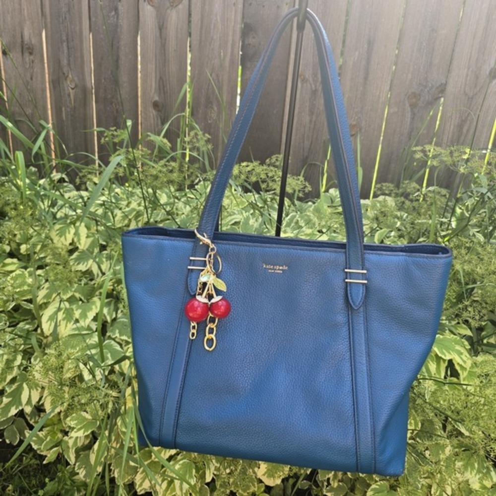 Kate Spade Oakwood Street Pebble Leather Chandra Tote‎ Blue Shoulder Bag Purse